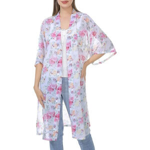 Women’s Chiffon Kimono Bathing  Suit Cover Up Open Front Duster Kimono